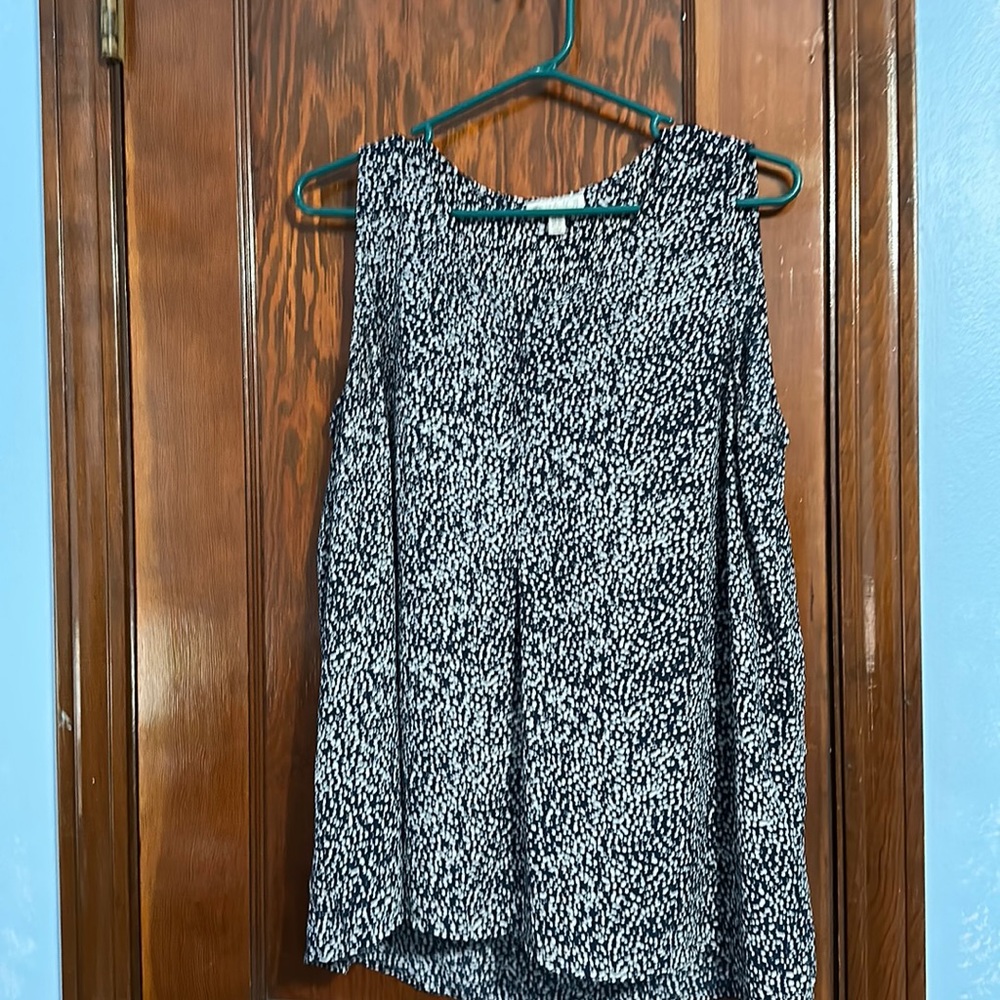 Blue and white blouse with button detail